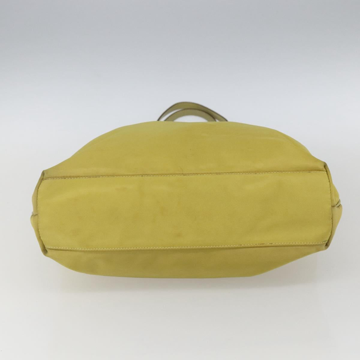 PRADA Tote Bag Nylon Yellow Gold Auth 163794