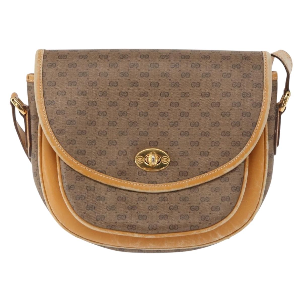 GUCCI Micro GG Supreme Shoulder Bag PVC Beige Gold 001 084 0930 Auth 163802