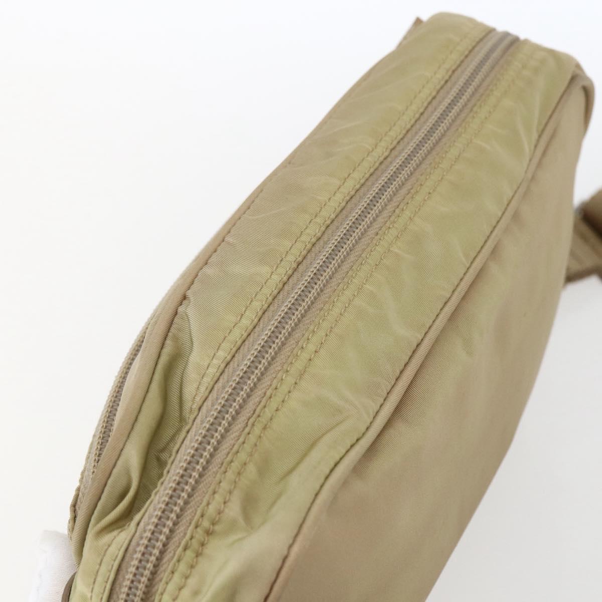 PRADA Shoulder Bag Nylon Beige Silver Auth 163803
