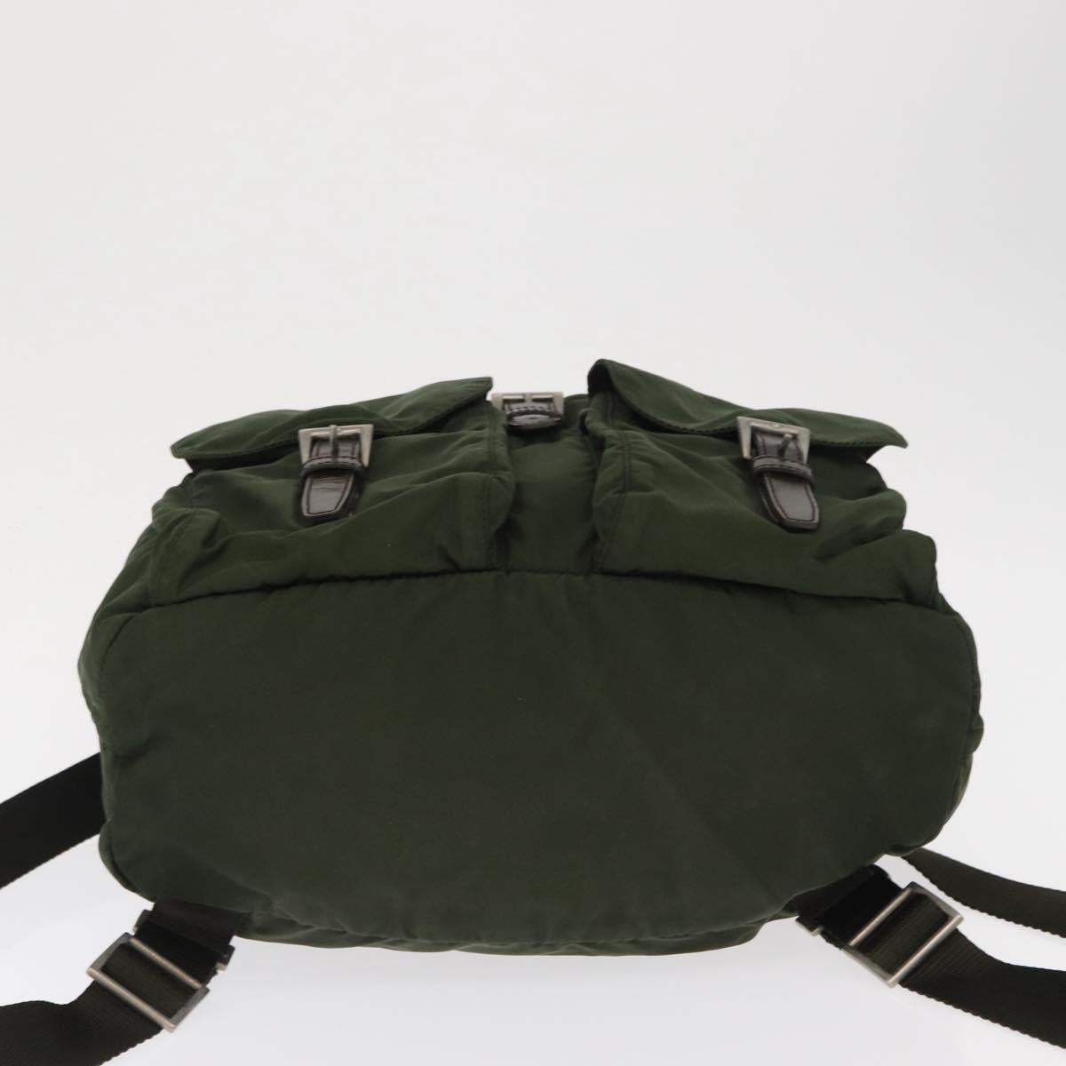 PRADA Backpack Nylon Green Silver Auth 163822