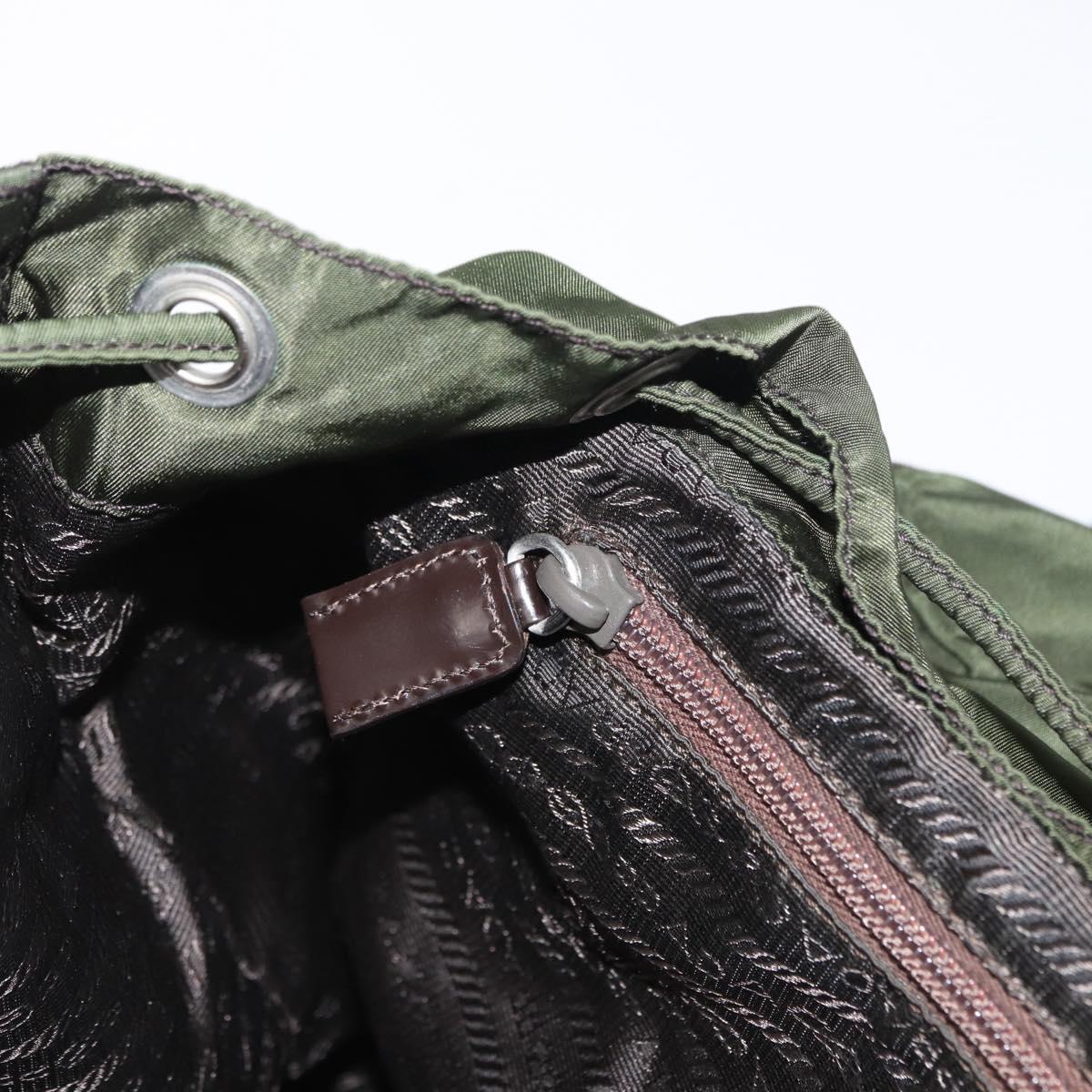 PRADA Backpack Nylon Green Silver Auth 163822