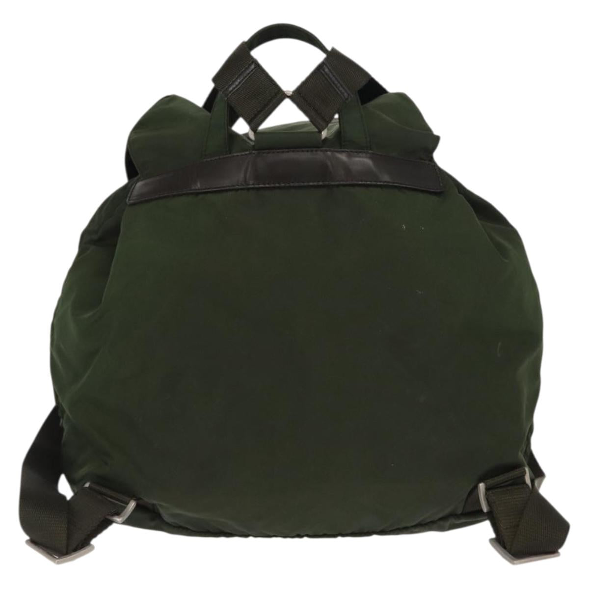 PRADA Backpack Nylon Green Silver Auth 163822