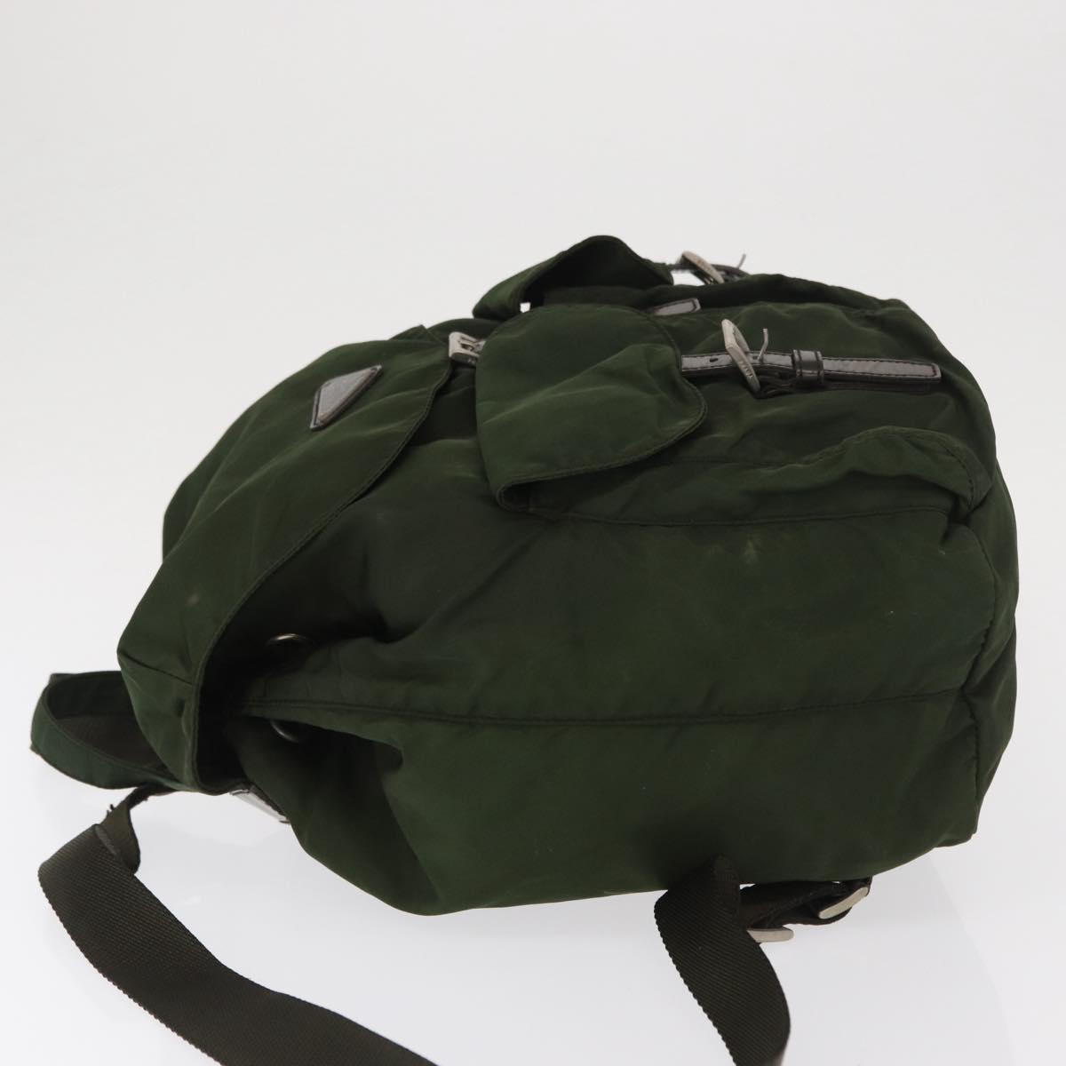 PRADA Backpack Nylon Green Silver Auth 163822
