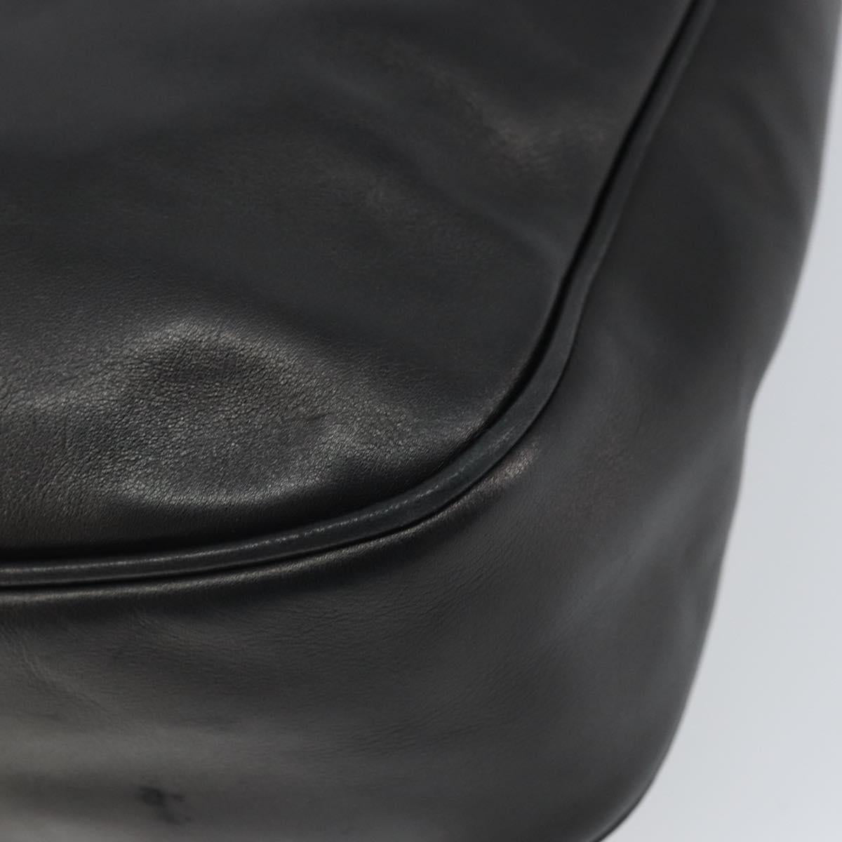 CELINE Circle Shoulder Bag Leather Black Gold Auth 163823