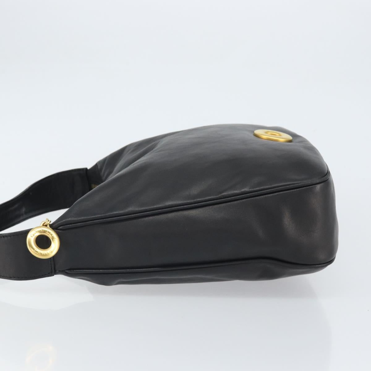 CELINE Circle Shoulder Bag Leather Black Gold Auth 163823