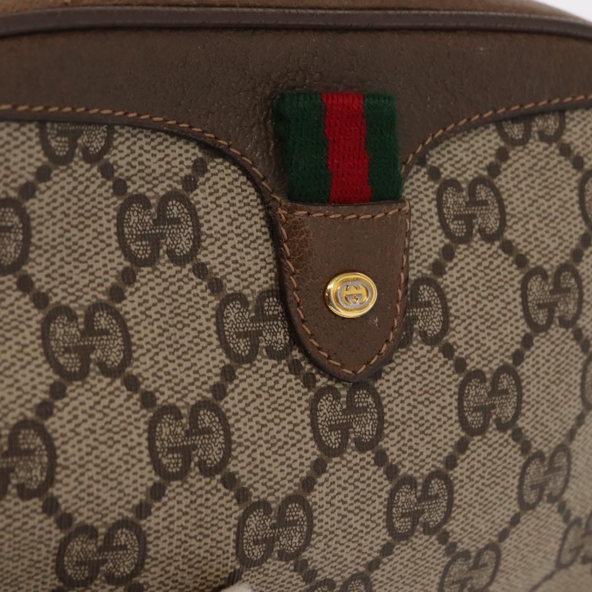 GUCCI GG Supreme Web Sherry Line Bag PVC Beige Gold 89 02 066 Auth 163825