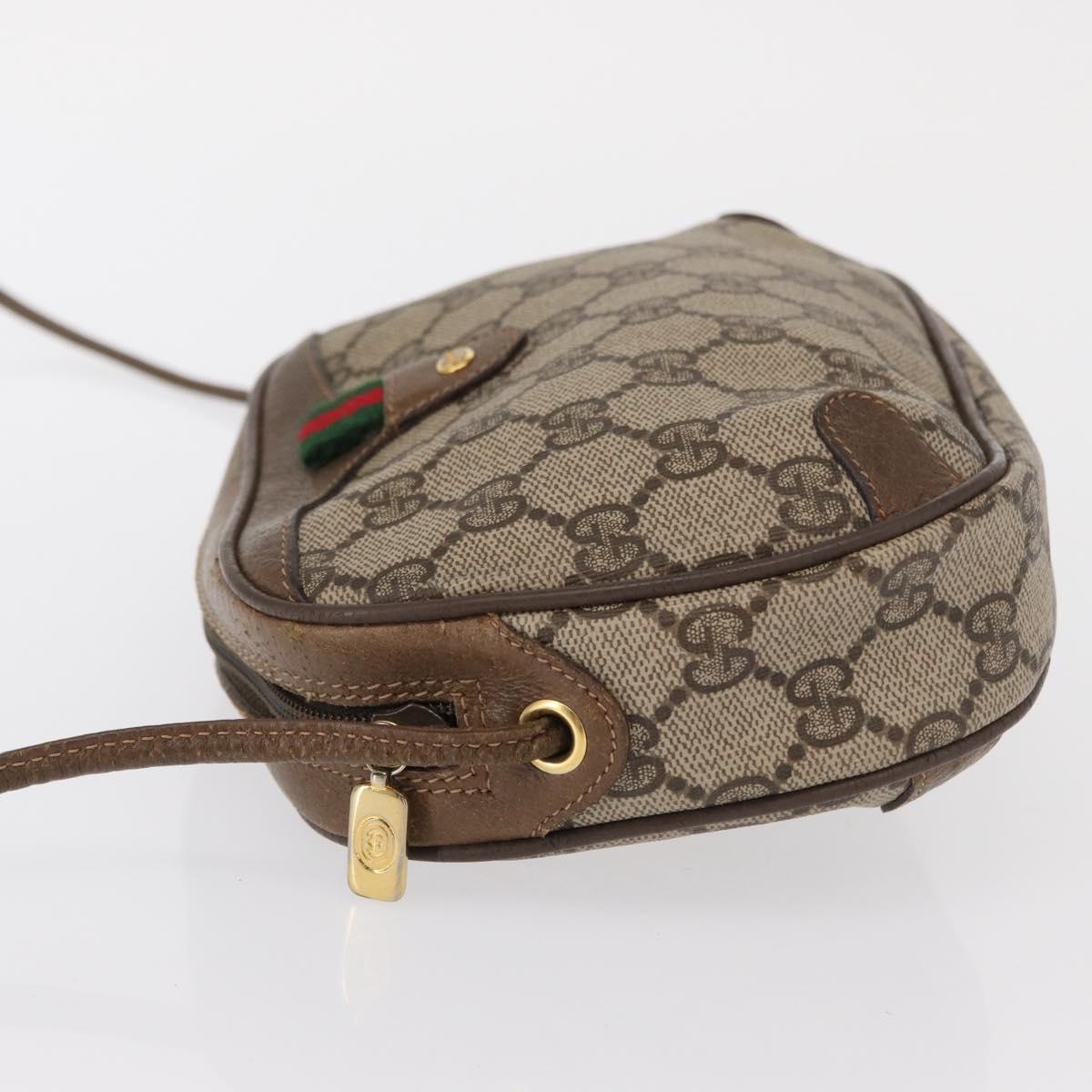 GUCCI GG Supreme Web Sherry Line Bag PVC Beige Gold 89 02 066 Auth 163825