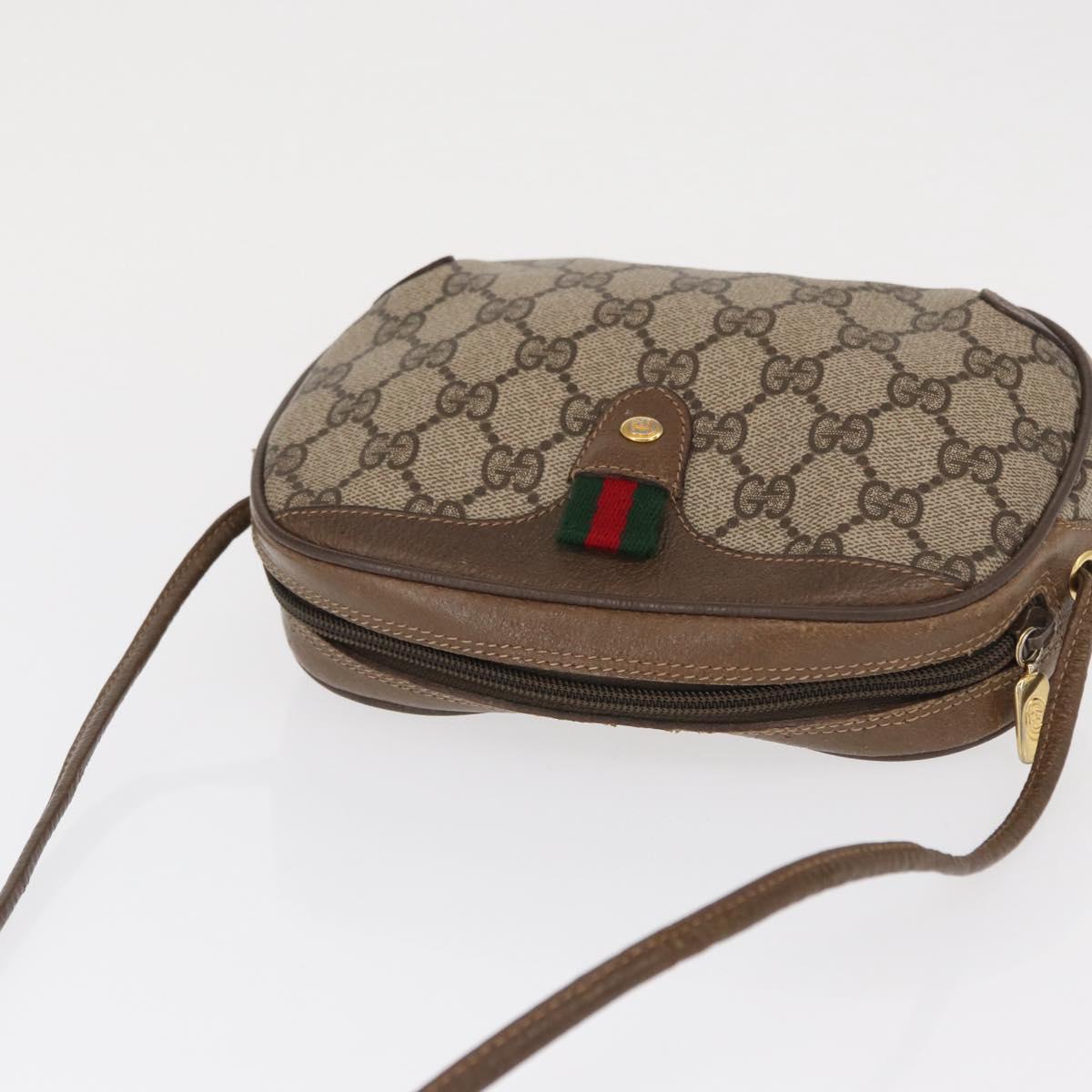GUCCI GG Supreme Web Sherry Line Bag PVC Beige Gold 89 02 066 Auth 163825