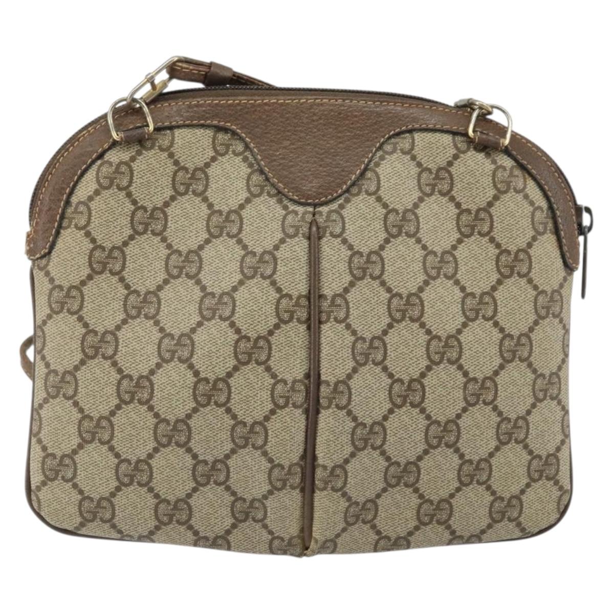 GUCCI GG Supreme Web Sherry Line Bag PVC Beige Gold 004 02 047 Auth 163828