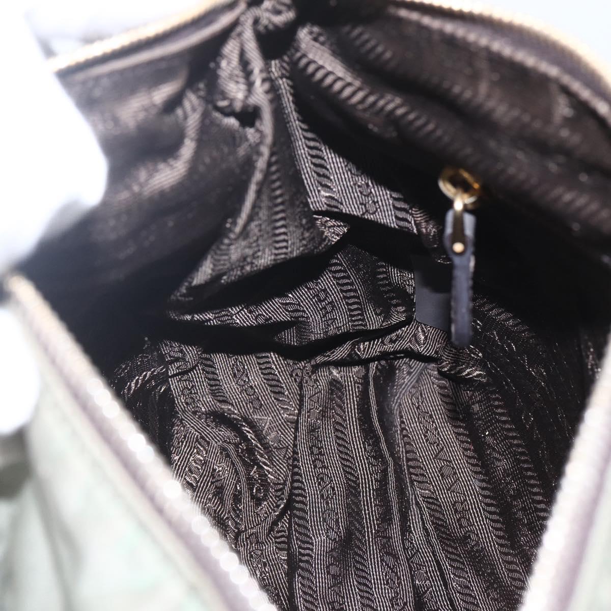 PRADA Shoulder Bag Nylon Green Gold Auth 163834