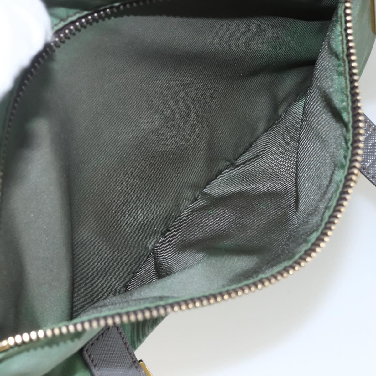 PRADA Shoulder Bag Nylon Green Gold Auth 163834