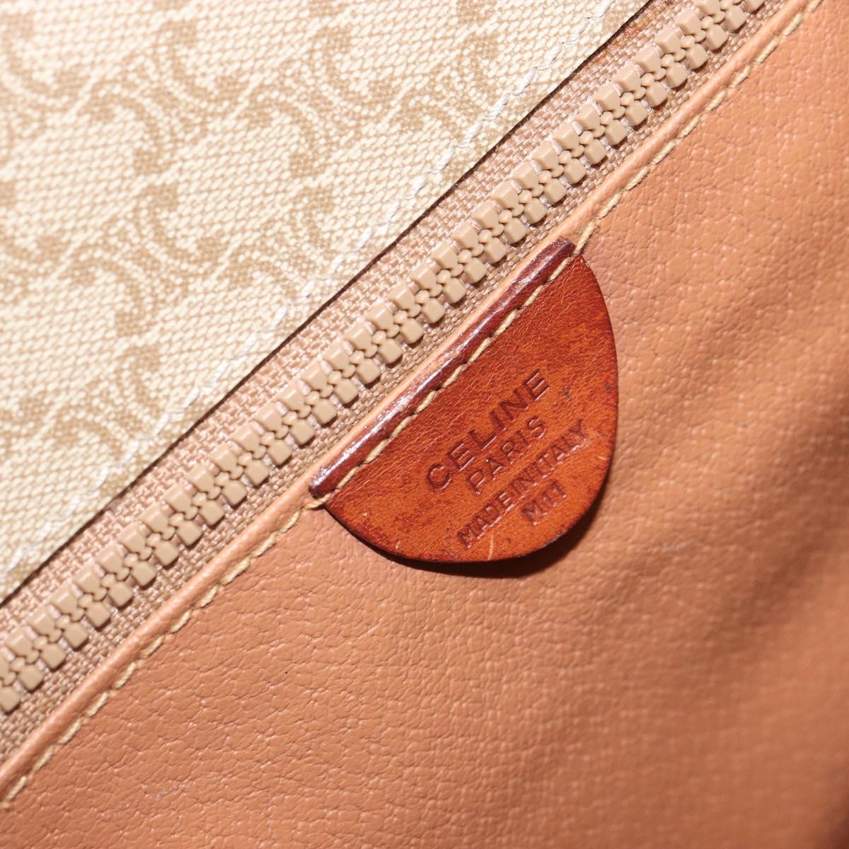 CELINE Macadam Canvas Circle Shoulder Bag Beige Gold Auth 163837