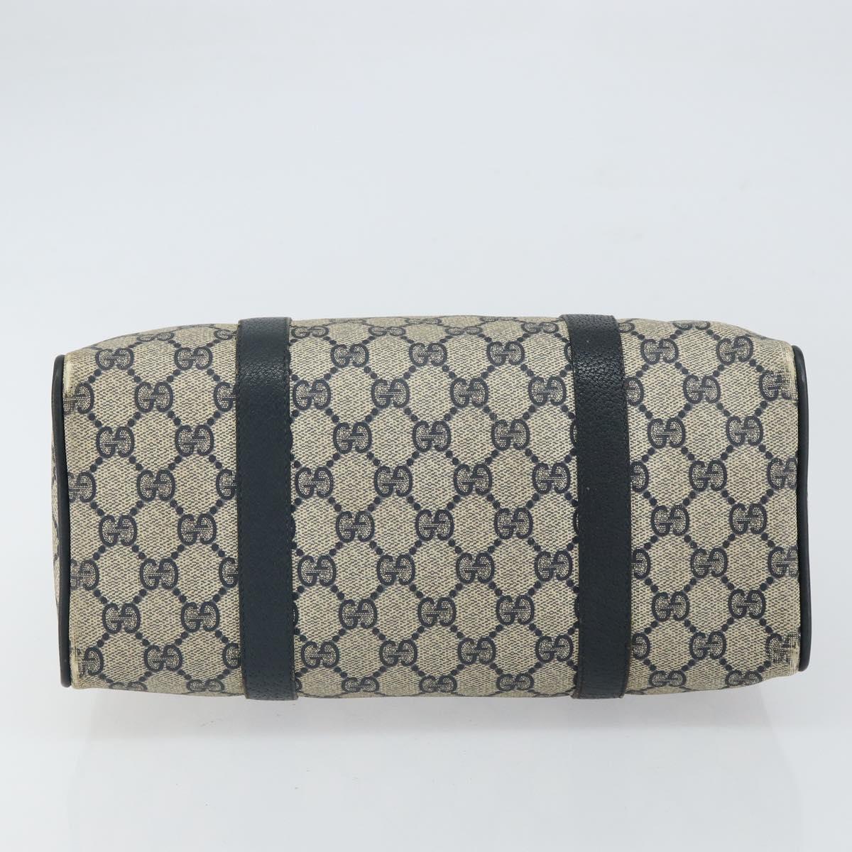 GUCCI GG Supreme Sherry Line Boston Bag PVC Navy Gold 116 02 006 Auth 163838