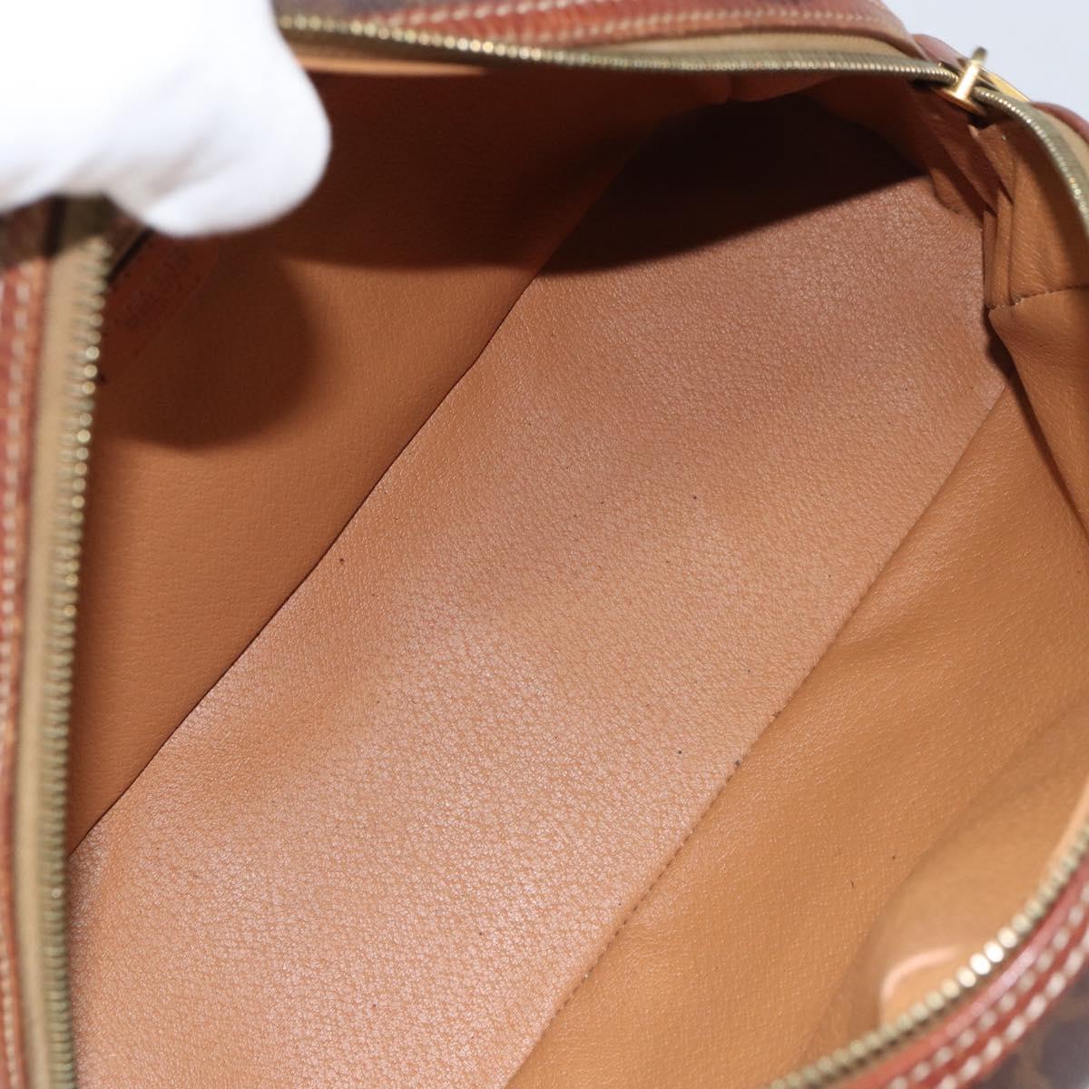CELINE Macadam Canvas Hand Bag PVC Leather Brown Gold Auth 163842