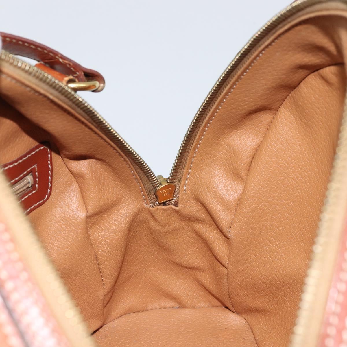 CELINE Macadam Canvas Hand Bag PVC Leather Brown Gold Auth 163842