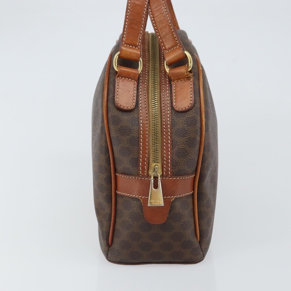 CELINE Macadam Canvas Hand Bag PVC Leather Brown Gold Auth 163842