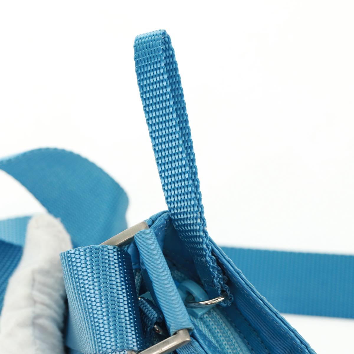 PRADA Shoulder Bag Nylon Blue Silver Auth 163845V