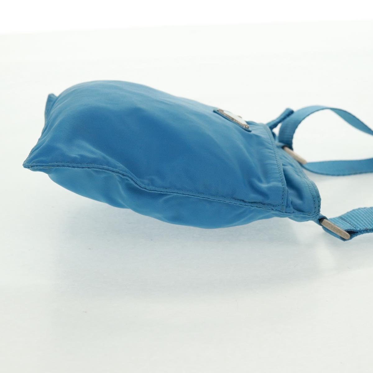 PRADA Shoulder Bag Nylon Blue Silver Auth 163845V