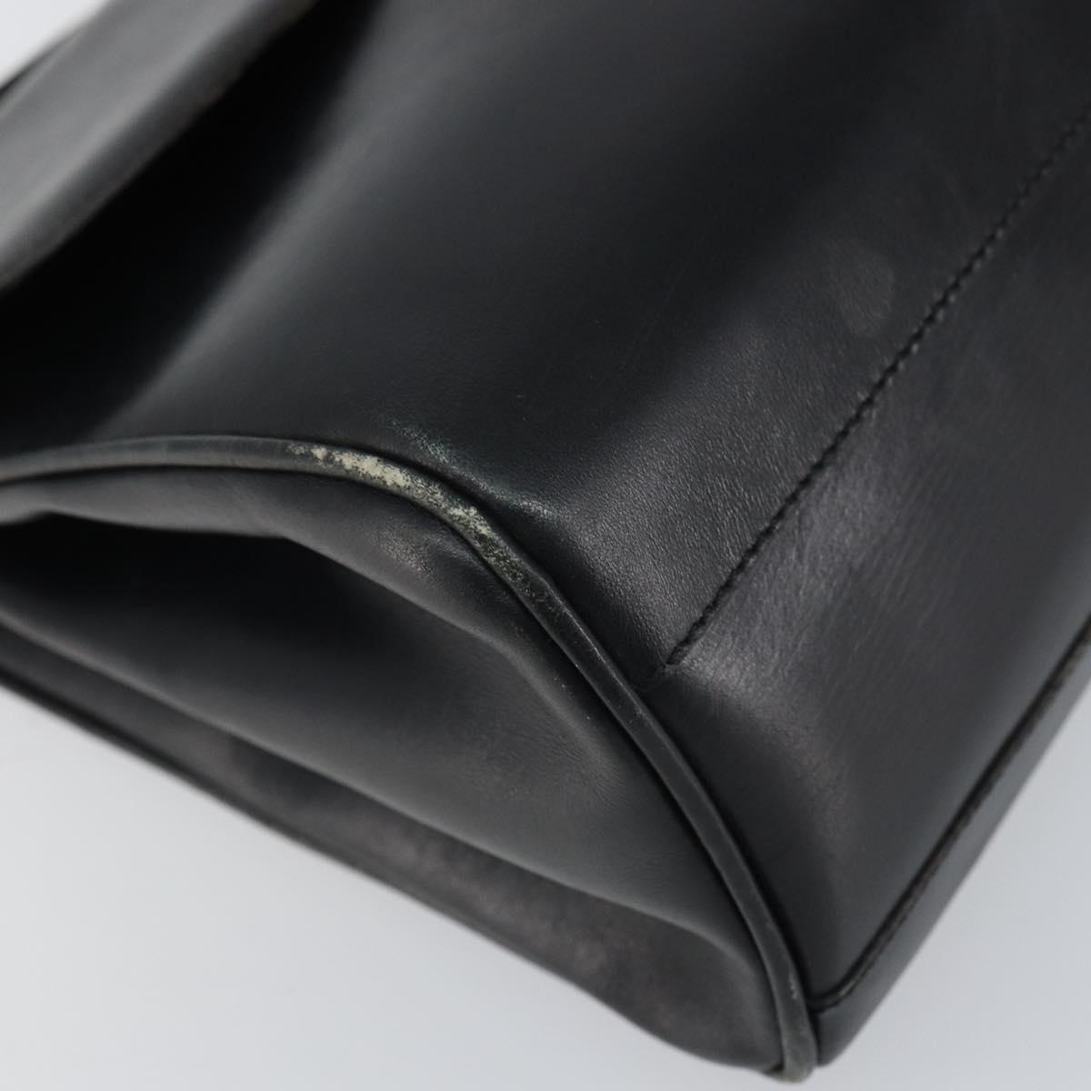 CELINE Horse Carriage Shoulder Bag Leather Black Gold Auth 163847