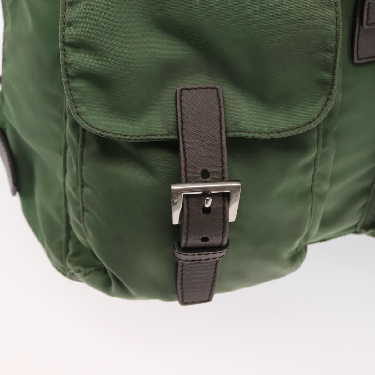PRADA Backpack Nylon Green Silver Auth 163851