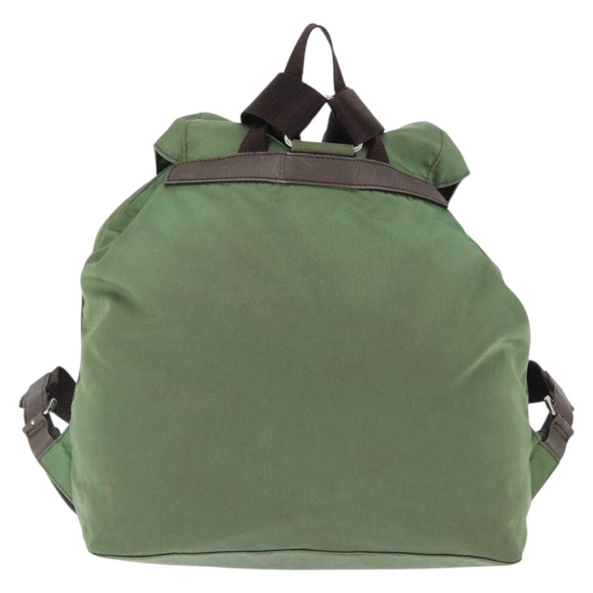 PRADA Backpack Nylon Green Silver Auth 163851