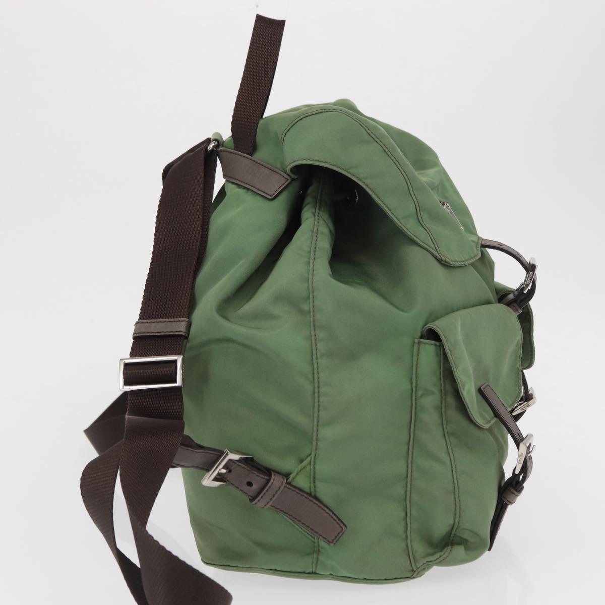PRADA Backpack Nylon Green Silver Auth 163851