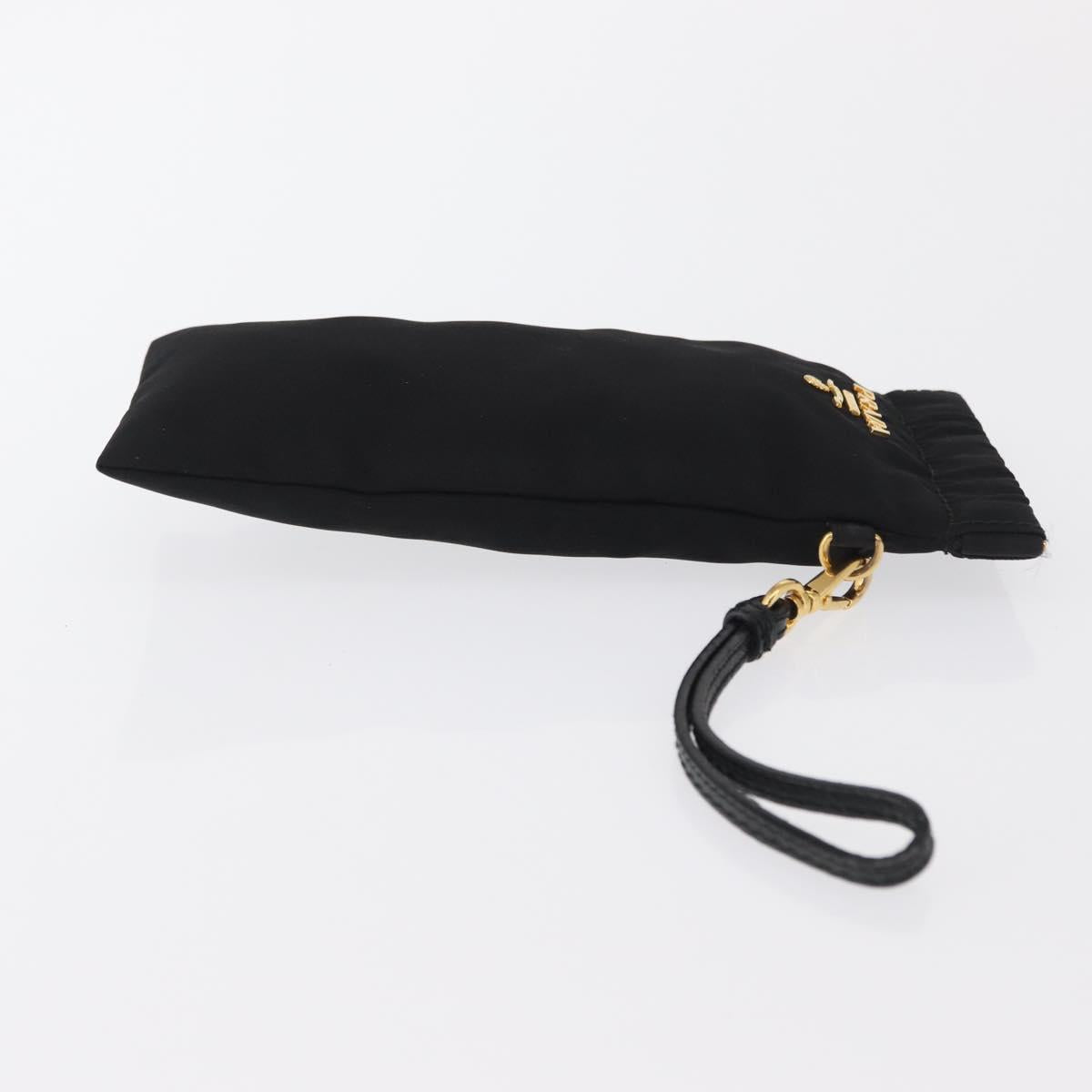 PRADA Pouch Nylon Black Gold Auth 163863