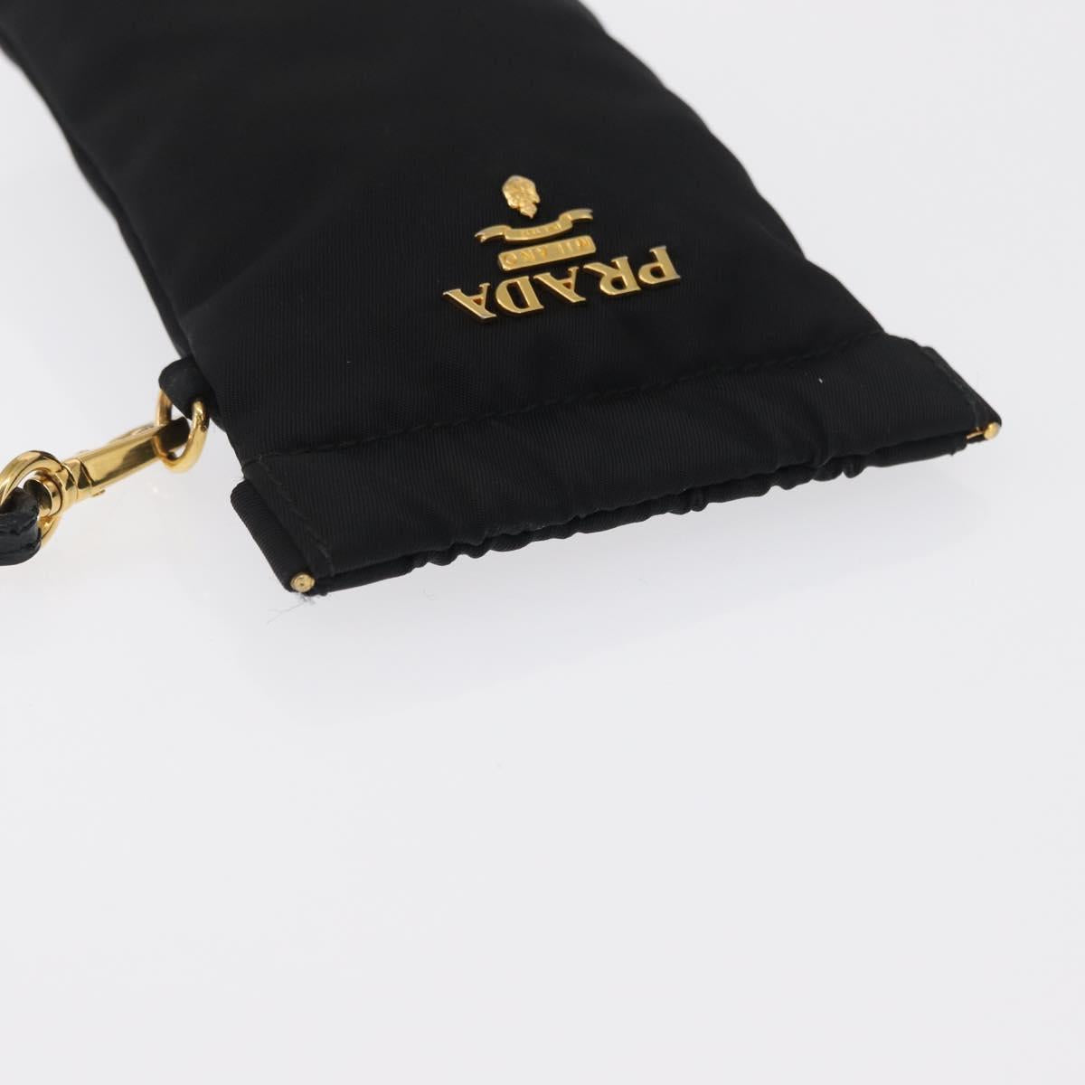 PRADA Pouch Nylon Black Gold Auth 163863