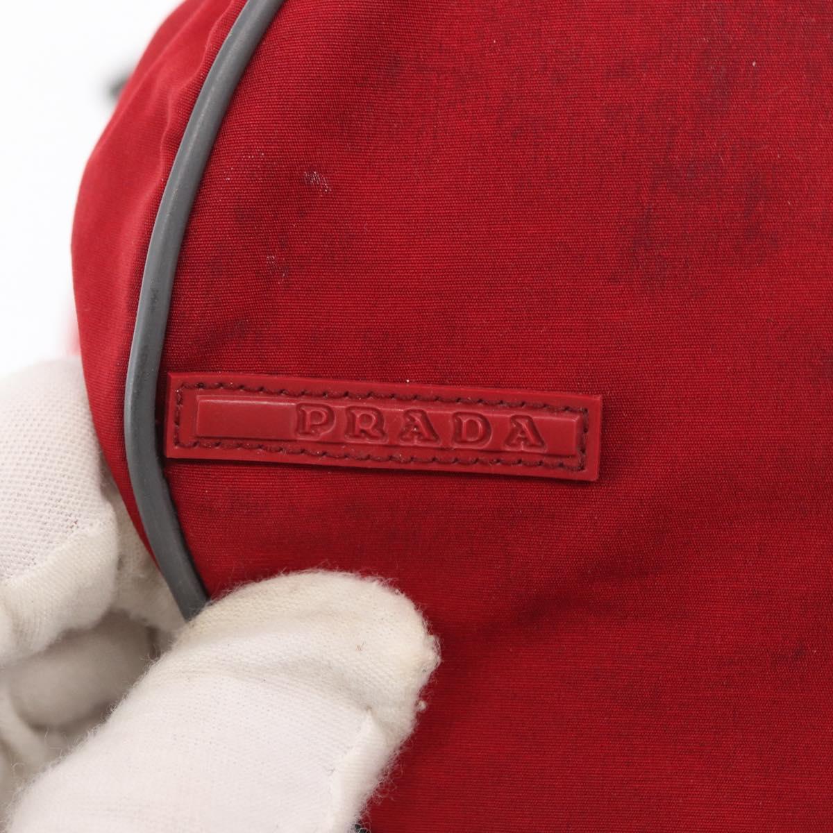 PRADA Sports Shoulder Bag Nylon Red Silver Auth 163901