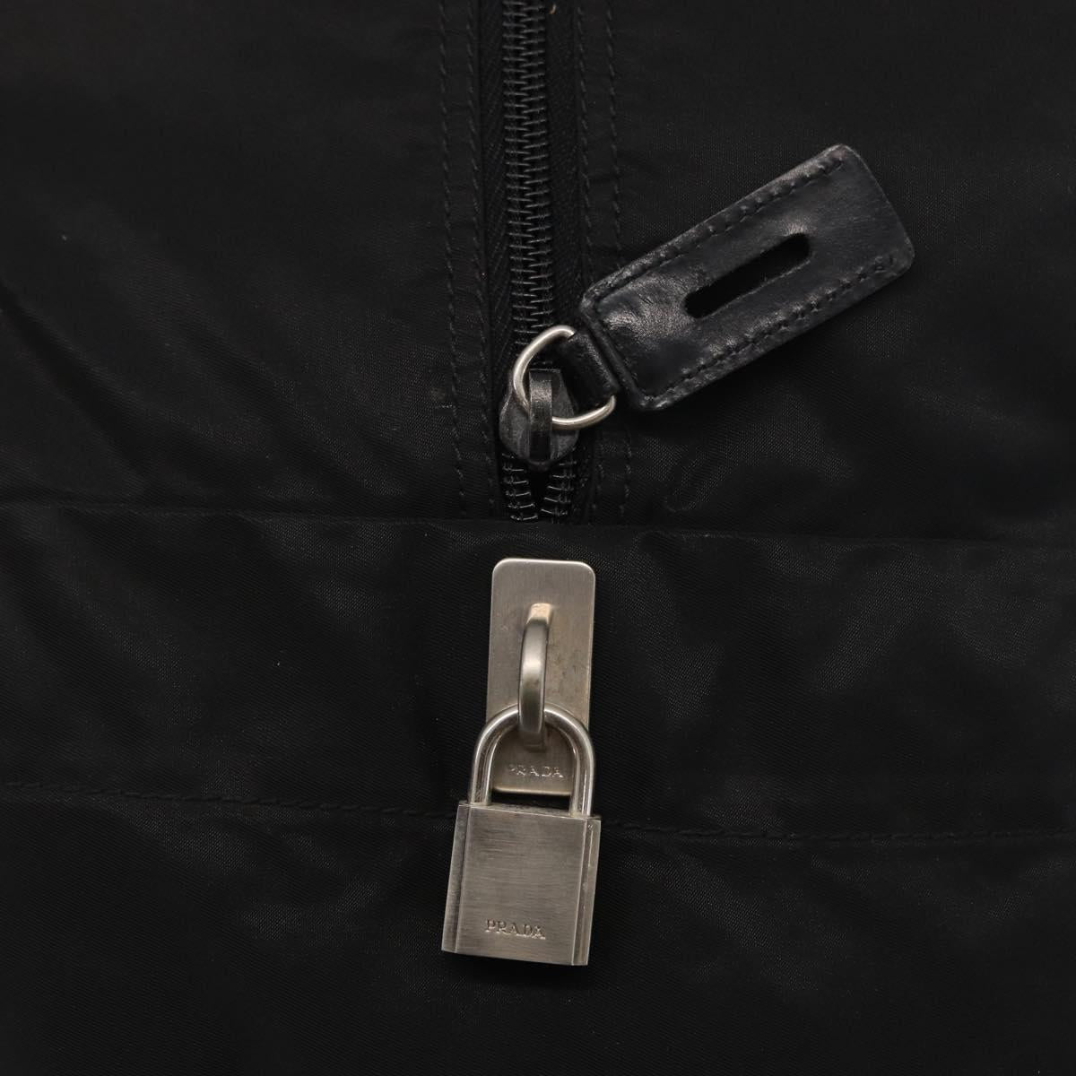 PRADA Boston Bag Nylon 2way Black Silver Auth 163905A