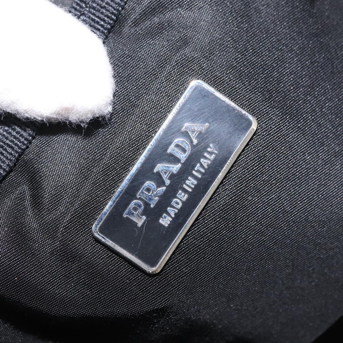 PRADA Boston Bag Nylon 2way Black Silver Auth 163905A