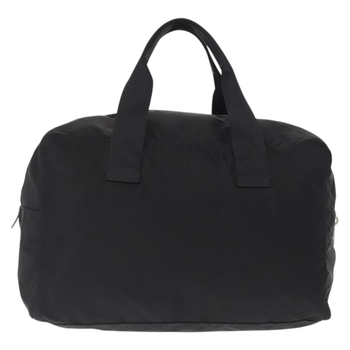 PRADA Boston Bag Nylon 2way Black Silver Auth 163905A