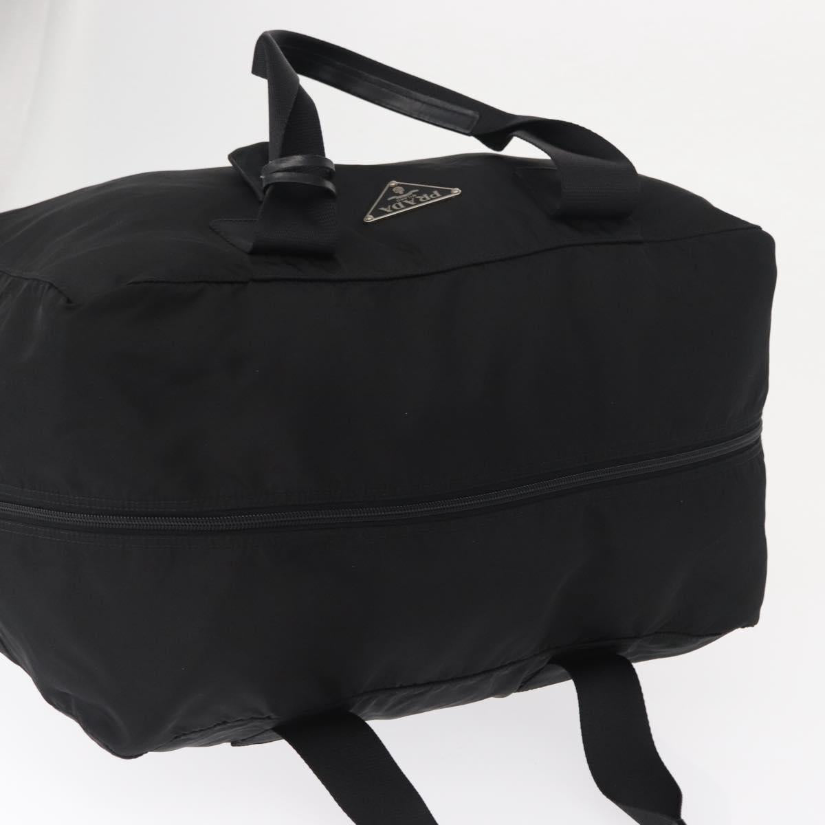 PRADA Boston Bag Nylon 2way Black Silver Auth 163905A