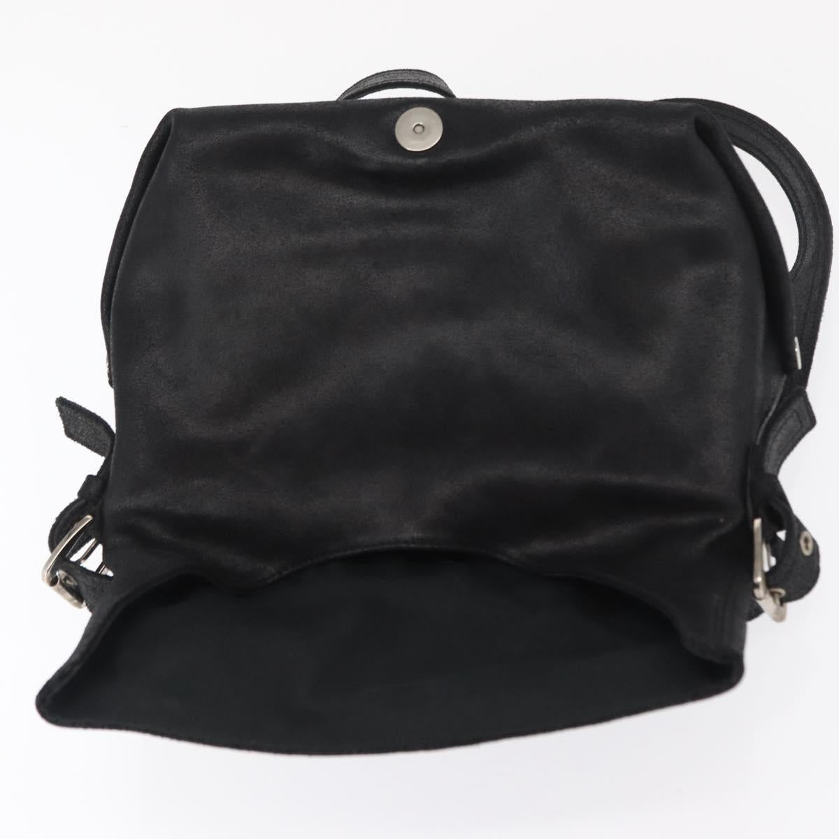 CELINE Shoulder Bag Leather Black Gold Auth 163914
