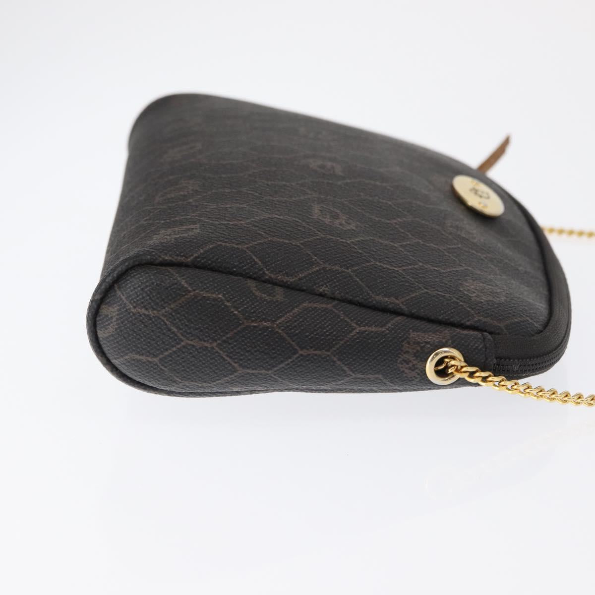 Christian Dior Honeycomb Canvas Shoulder Bag PVC Gray Gold Auth 163916