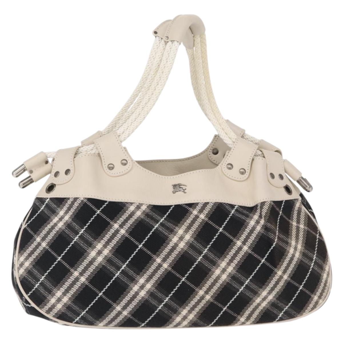 BURBERRY Nova Check Blue Label Hand Bag Canvas Black Auth 163921