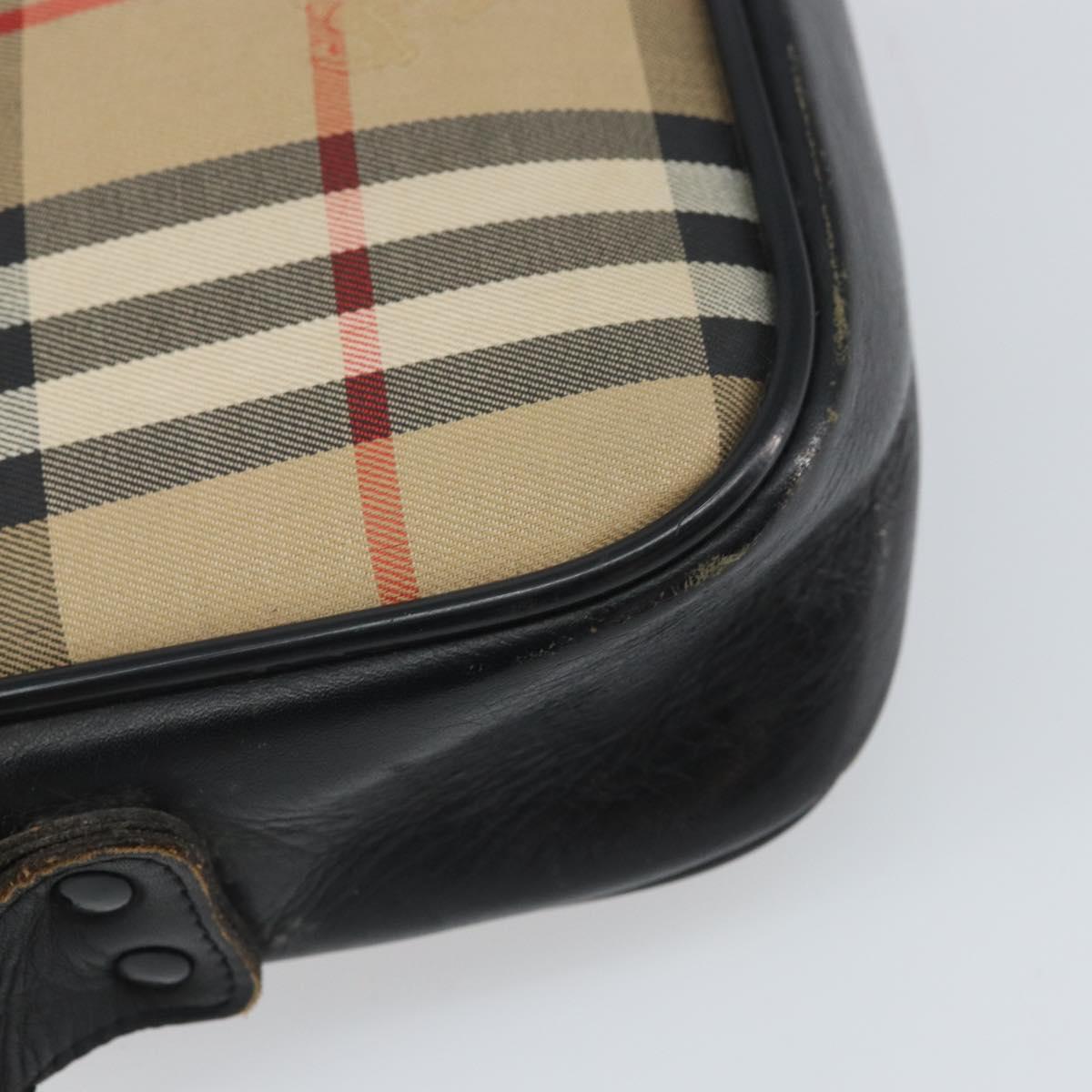 Burberrys Nova Check Shoulder Bag Canvas Beige Gold Auth 163922