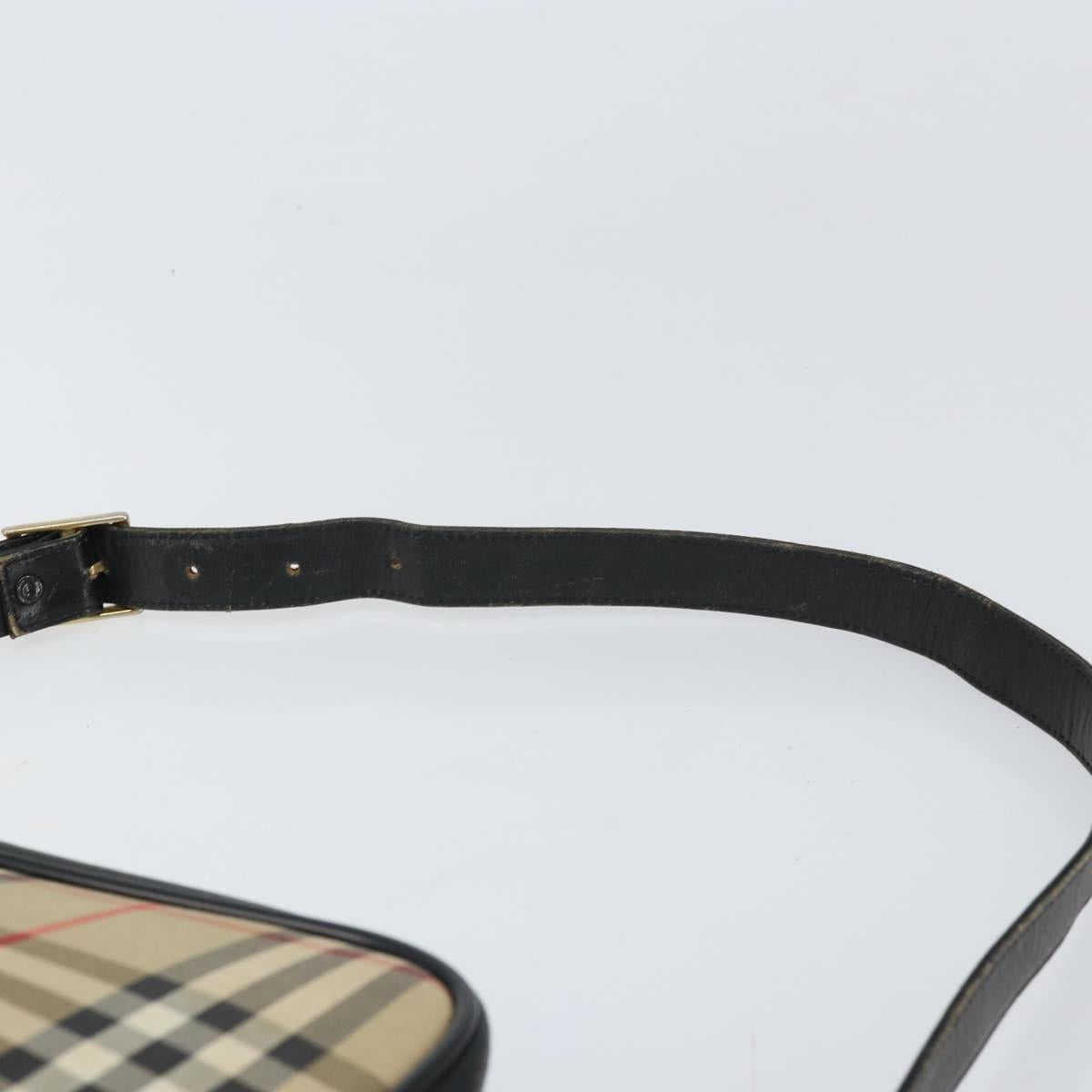 Burberrys Nova Check Shoulder Bag Canvas Beige Gold Auth 163922