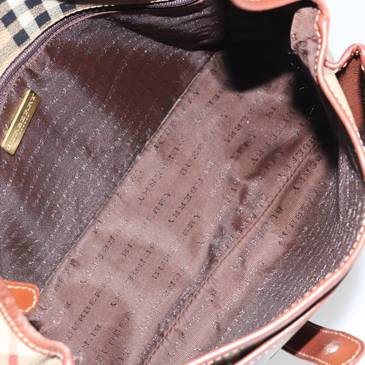 BURBERRY Nova Check Shoulder Bag PVC Beige Gold Auth 163923