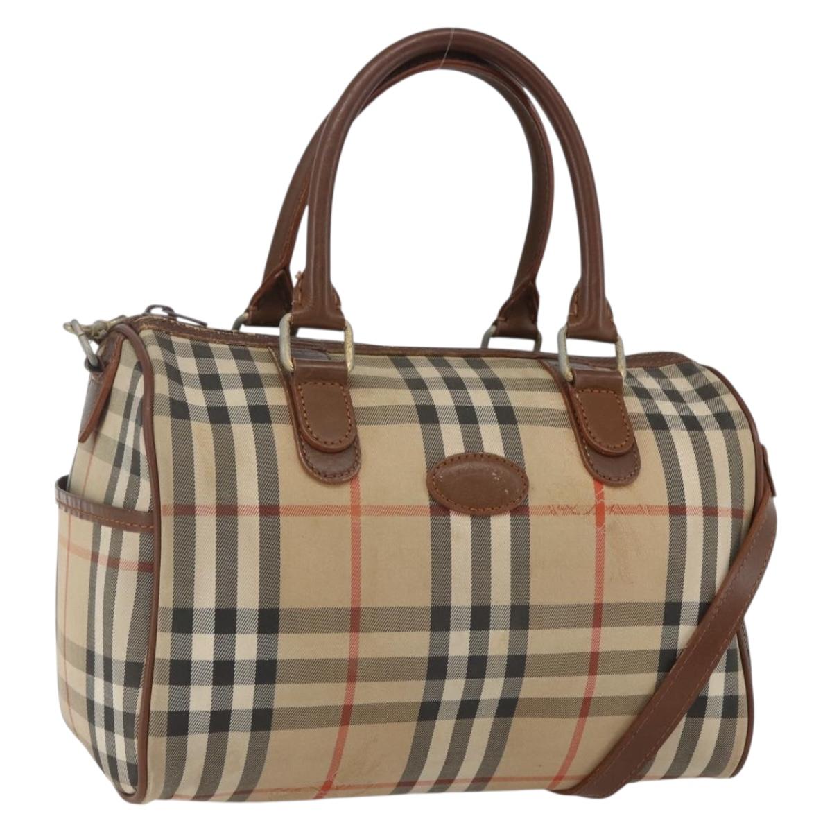 Burberrys Nova Check Hand Bag 2way Beige Silver Auth 163930