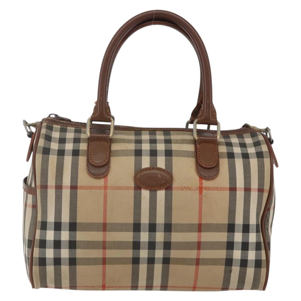 Burberrys Nova Check Hand Bag 2way Beige Silver Auth 163930
