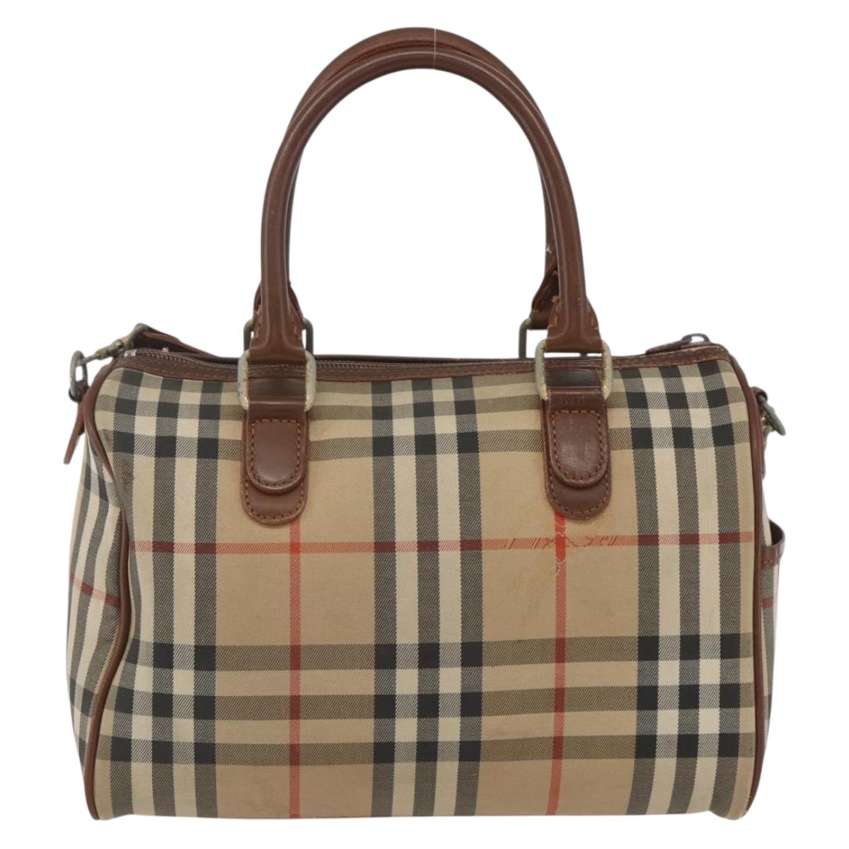 Burberrys Nova Check Hand Bag 2way Beige Silver Auth 163930