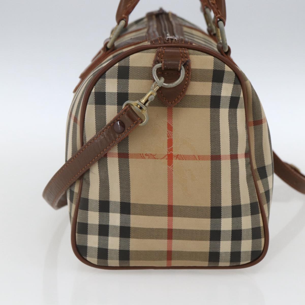 Burberrys Nova Check Hand Bag 2way Beige Silver Auth 163930