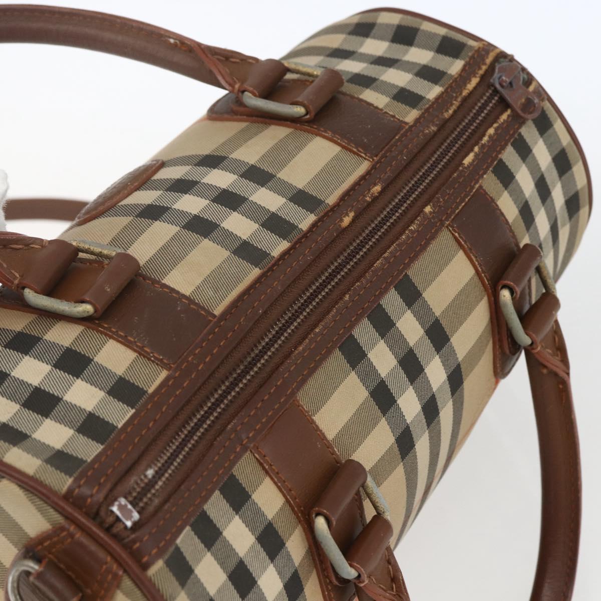 Burberrys Nova Check Hand Bag 2way Beige Silver Auth 163930