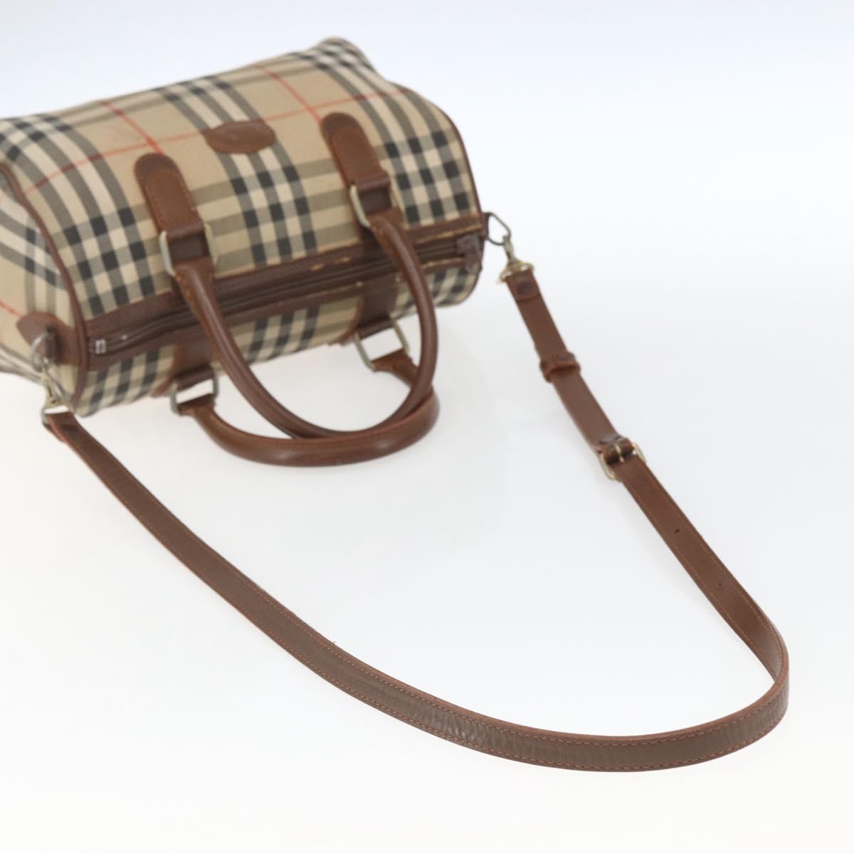 Burberrys Nova Check Hand Bag 2way Beige Silver Auth 163930