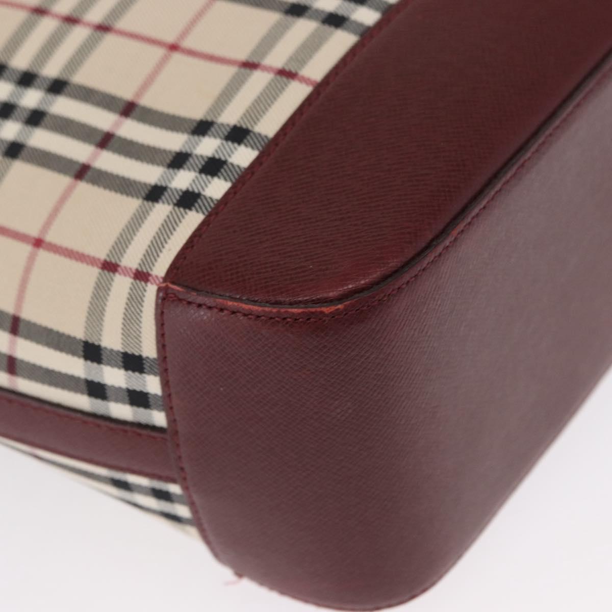 BURBERRY Nova Check Tote Bag Canvas Beige Gold Auth 163932