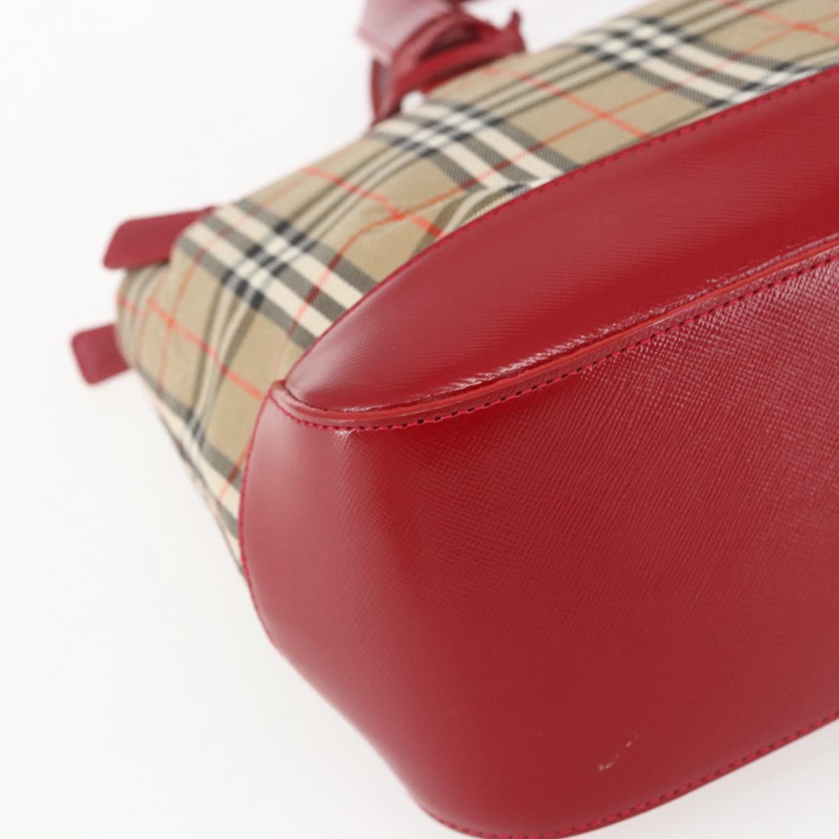 BURBERRY Nova Check Hand Bag Canvas Beige Gold Auth 163933