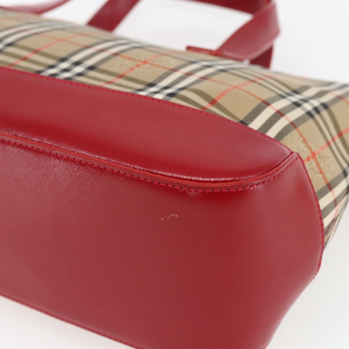 BURBERRY Nova Check Hand Bag Canvas Beige Gold Auth 163933