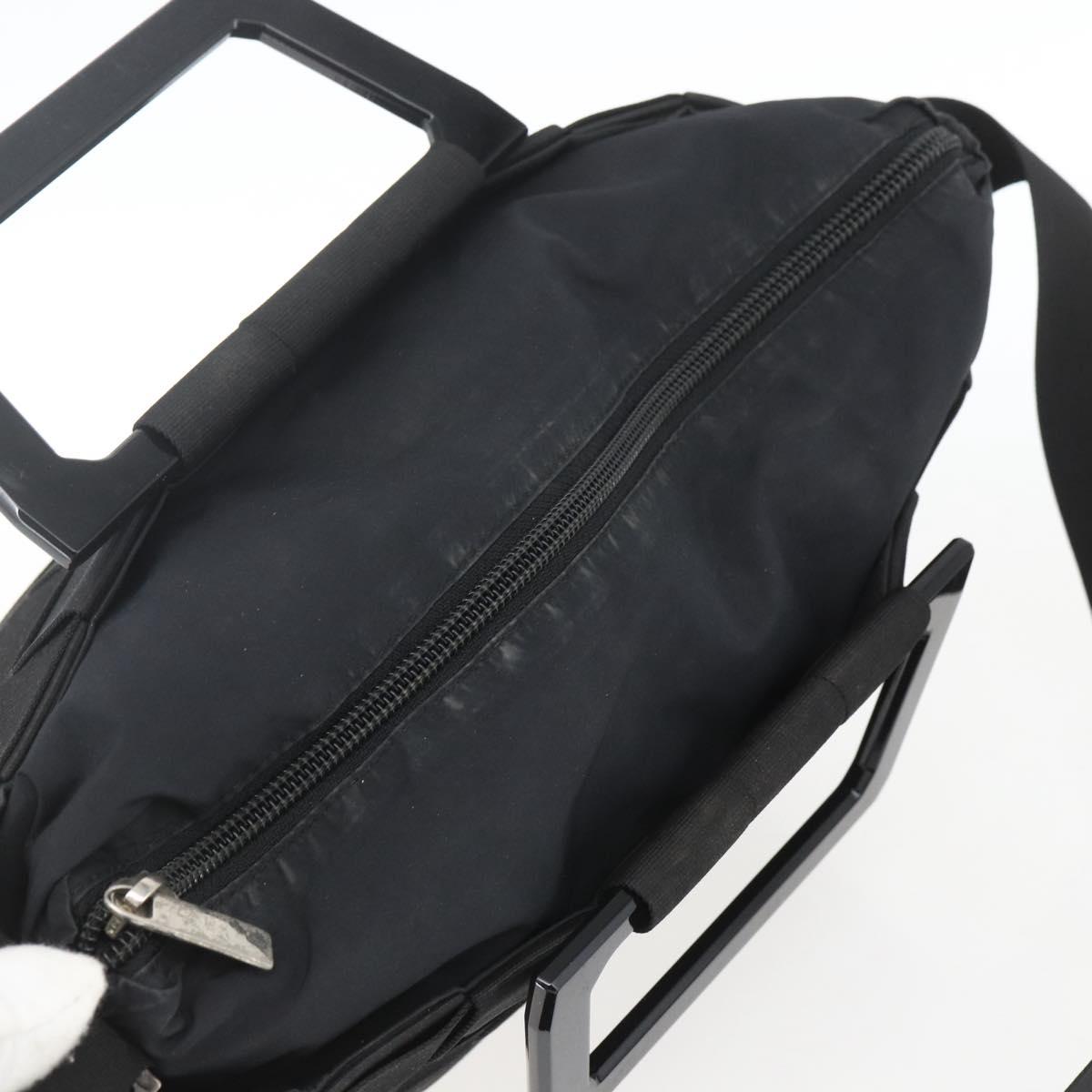 Salvatore Ferragamo Hand Bag Nylon 2way Black Silver Auth 163942