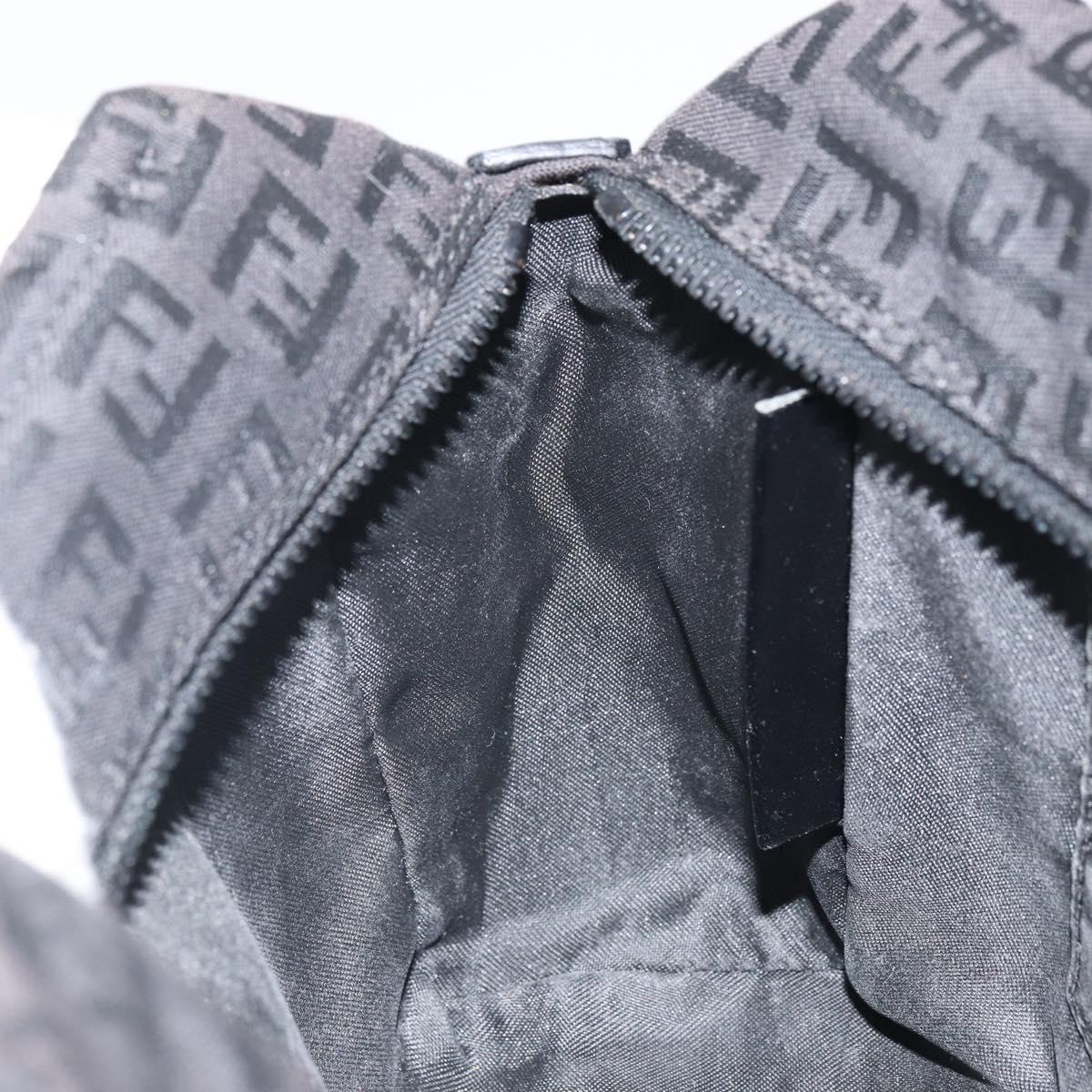 FENDI Zucchino Canvas Hand Bag Black Auth 163943